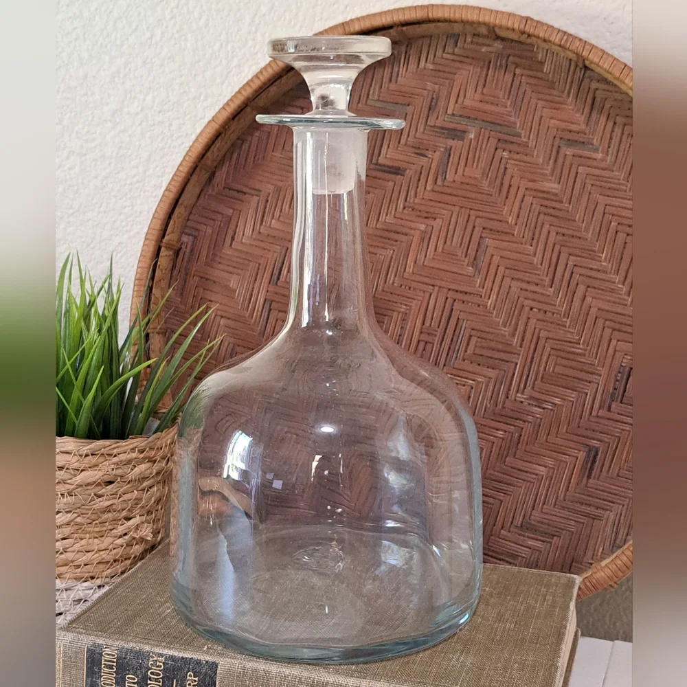 VINTAGE Blown Glass Ship Decanter & Glass Stopper